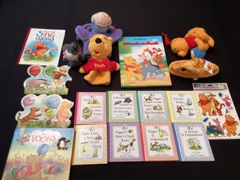 Huge Lot Winnie The Pooh Items Books Puppets Clothing More