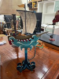 Folk Art Pendulum Balance, Ship Piece Of Art