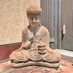 A Cast Concrete Meditating Buddah Figure - Namaste