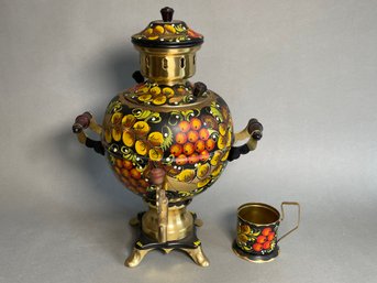 A Gorgeous Handpainted OTK Samovar Russian Tea Pot