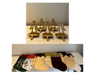 Holiday Stocking Collection And Angel Stocking Holders