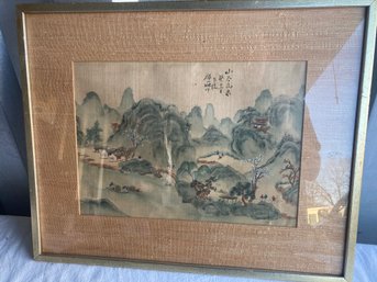 ASIAN ART 'Waterfall' Print Matted And Framed By Kroll, Fairfield, Conn.