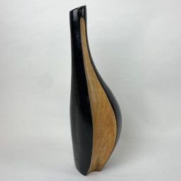 Vintage Modern Lacquered Wooden Vase