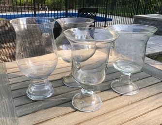 4 Large Pedestal Hurricane Vases