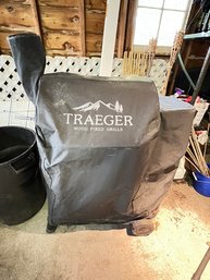 TRAEGER Wood Fired Grill / Smoker , Cover, Plus 3 Bags Of Apple Wood Pellets