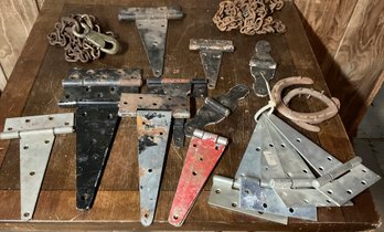 Vintage Assorted Hinges, Chain & Horseshoes