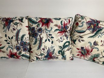 Four Floral Flower Welted Pillows