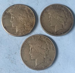 (3) 1922 Peace Dollars