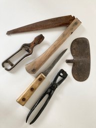 Collection Of Five Antique And Vintage Garden Tools