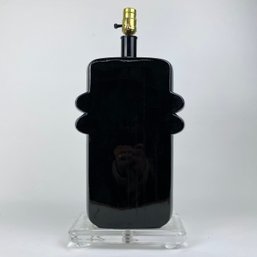 Black Ceramic Lamp With Lucite Base