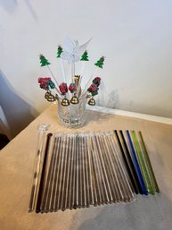 Glass Drink Stirrers, Holiday And Plain