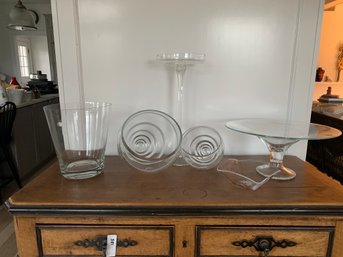 Group Of Clear Glass Itmes - 6 Pieces