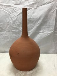 A Terracotta  Decorative Long Neck Vase