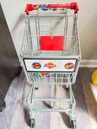 Childs Metal Shopping Cart  W/ Kid Credit Cards For Purchases