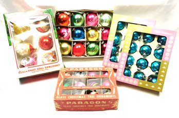 Boxed Vintage Glass Christmas Ornaments