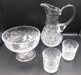 Lead Crystal Pitcher Bowl & Rocks