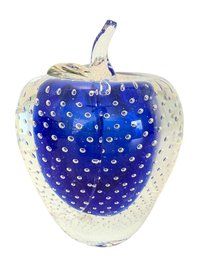 Blue Art Glass Bubble Apple