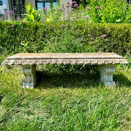 A Cast Concrete Bench With Cherub Faces - Great Patina - 2 Of 2