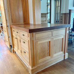 A Custom Oak Cabinet With 2.5' Thick Teak Counter - 2 Of 2