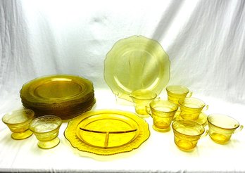 Vintage Federal Glass 'Patrician' Amber Dinnerware