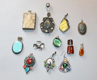 Pendants & Pin Including Sterling & Amber