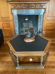 Octoganol Tuscan Style Carved Wood Coffee Table With Slate Top