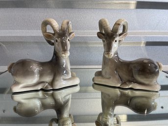 Vintage Ram Figurines Fitz And Floyd Ceramic Ram Bookends