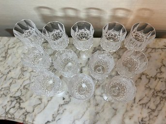 12 Large Vintage Crystal Wine Glasses