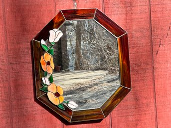 Pretty Floral Stained Glass Mirror