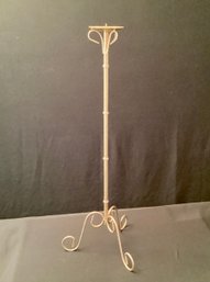 32 Inch Tall Floor Standing Candleholder Gold Tone Metal