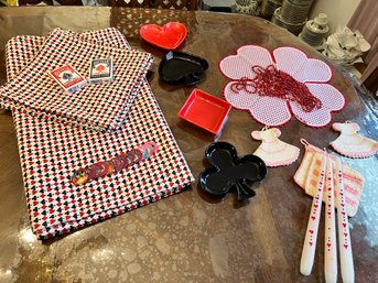 Card Game Anyone? Fun Lot With Tablecloth, And Napkins, Dishes, And More,