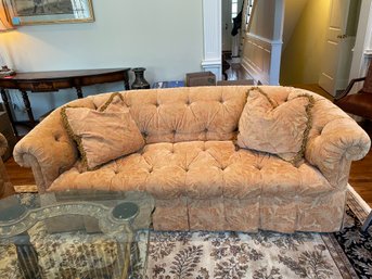 Gold Patterned Tufted Sofa, (1 Of 2) Paid $2375