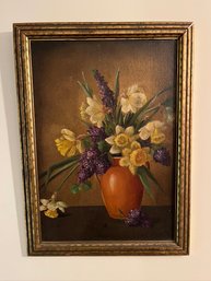 Framed Wall Art, Flowers In Terra Cotta Vase