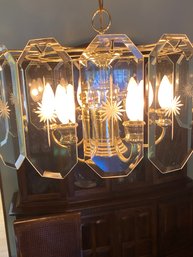 Gorgeous Etched Glass Panelled Vintage Chandelier