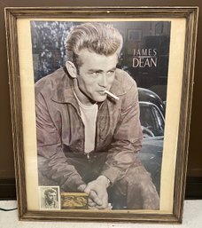 Vintage Classic James Dean - Cigarette, Car, Leather Jacket -large Framed Poster - Crash Clipping