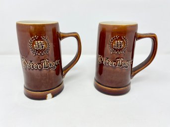 Vintage Hall Pottery Peter Luger Beer Stein Pair