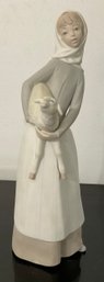 Lladro Girl With Lamb Figurine, Chalked