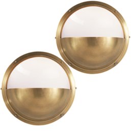 A Pair Of Visual Comfort Brass And Glass - Pelham Moon Light - Thomas O'Brien - Bedroom 1