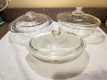 Pyrex, 3 Covered Dishes