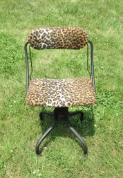 Desk Chair On Wheels Wild Leopard Print Upholstery