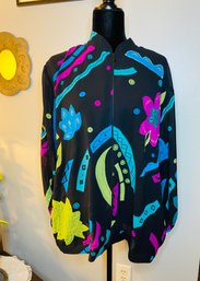 Alfred Dunner Neon Geometric 80s Zipper Up-size 18 (m/L)