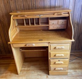 Rolltop Desk With Keys  & Matching Chair  Very Good Condition