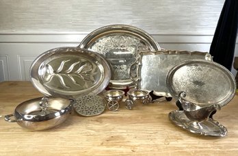 Collection Of Silverplate Trays And Serving Pieces