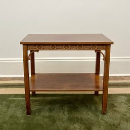 An Asian Styled  End Table With Carved Detailing