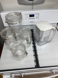 BRITA Water Pitcher And 5 OGGI Air Tight Canisters