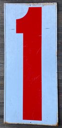 Vintage Metal Litho - Auto Parts Gas Station - Number Sign - Two-sided 1 & 3 - Red & White - 13 3/8 X 30 Inch