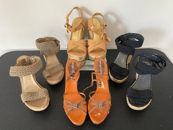 Four Pairs Of Lightly Used Heels & Wedges - Stuart Weitzman, Sergio Rossi, Michael Kors