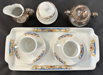 Tirschenreuth Bavaria Tray Saucer Teacup Sugar Bowl &metal  Teapot With A Small Water Jug Made In Germany  C3