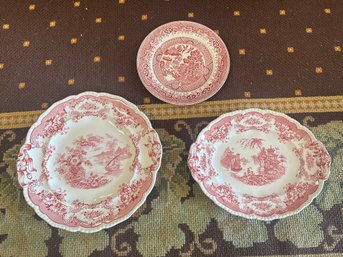 Willow Plate From England And Two John Maddock & Sons Royal Vitreous Plates From Bombay.                B4