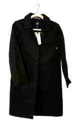 Gap Water Resistant Black Button Up Raincoat, Size S, NWT